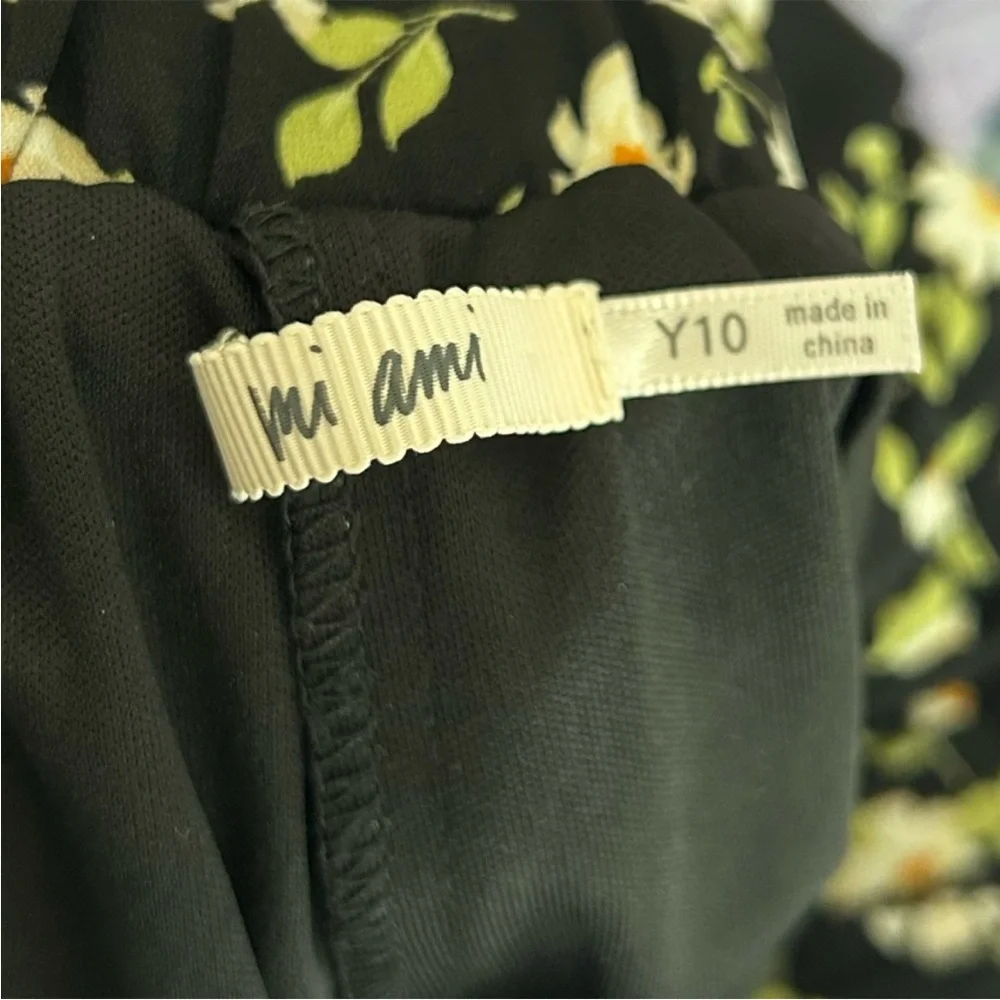 Mi Ami Francesca's Girls 10 Flowy Black Floral Casual Tied Waist Pants